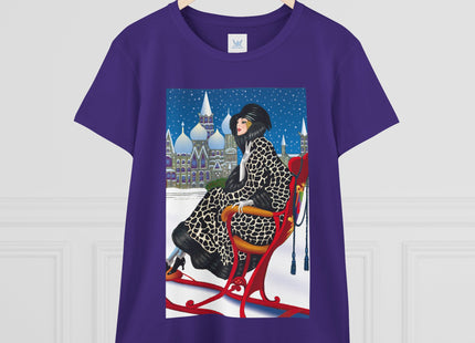 Elegant Winter Woman in Sleigh Women's Midweight Cotton Tee