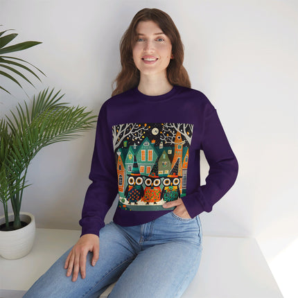 Night of the Trick-or-Treating Owlets Unisex Heavy Blend™ Crewneck Sweatshirt