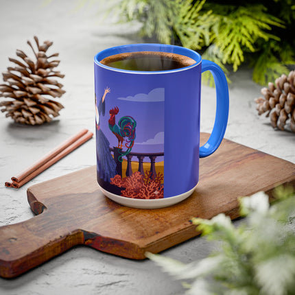 The Dawn Serenade Colorful Mug (11oz, 15oz) – Rooster Beauty, Morning Charm & Art Deco Elegance