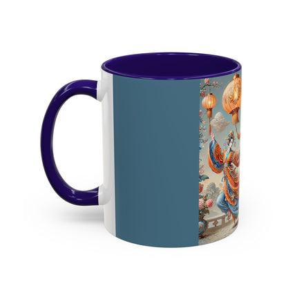 Golden Dragon & Lantern Lady Colorful Mug – Imperial Dragon & Elegant Harmony
