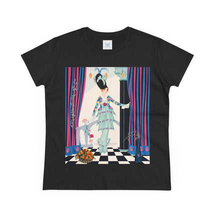 🌸🎭 The Lady Of The Garden Salon Cotton Tee – Art Deco Floral Elegance