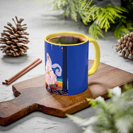 The Moonlit Promenade Colorful Mug (11oz, 15oz) – Blush Elegance, Coastal Romance & Art Deco Style