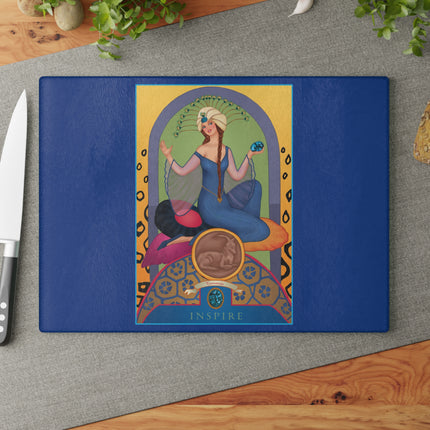 December & Tanzanite Zodiac Glass Cutting Board