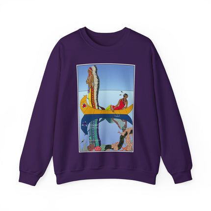 Le long du Missouri (Indian couple on the Missouri River) by George Barbier Heavy Blend™ Crewneck Sweatshirt