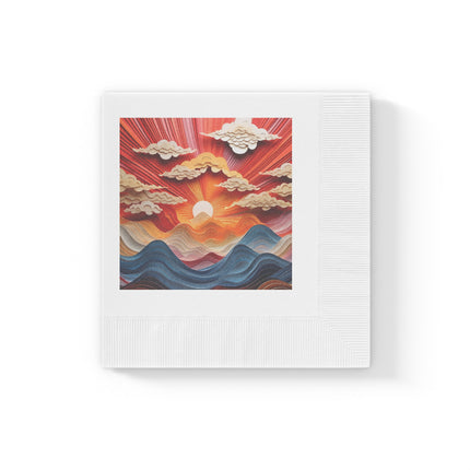 Vibrant Sunrise Sky White Coined Napkins