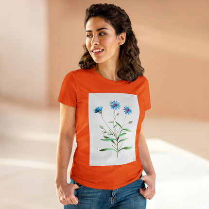 Blue Strawflower by Anselmus Boëtius de Boodt Women's Midweight Cotton Tee