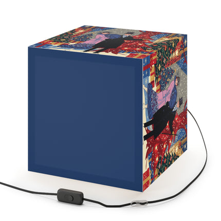 🎩🎄 Christmas Eve Promenade Light Cube Lamp – Art Deco Holiday Elegance