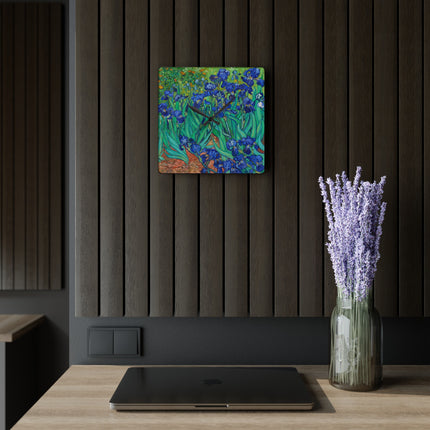 Irises by Vincent Van Gogh Acrylic Wall Clock, Round and Square