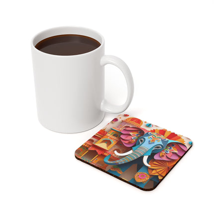 Elephant at an Autumn Festival Cork Back Coaster