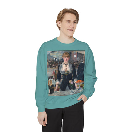 A Bar at the Folies-Bergère by Edouard Manet Unisex Garment-Dyed Sweatshirt