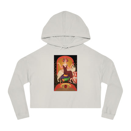 January & Garnet (from the Gem Series) by Sofia Chiostri Women’s Cropped Hooded Sweatshirt