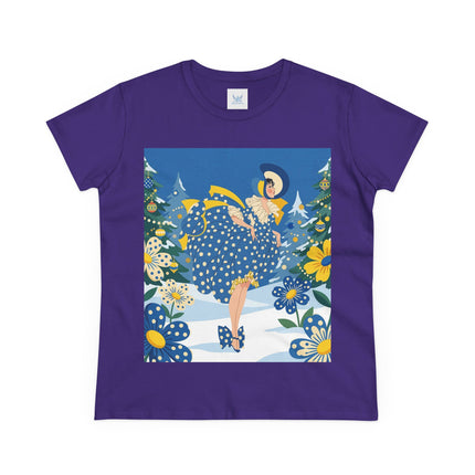 ❄️💙 The Bluebell Christmas Promenade Cotton Tee – Art Deco Holiday Elegance
