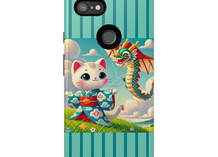 Geisha Kitten and the Dragon Kite Phone Cases