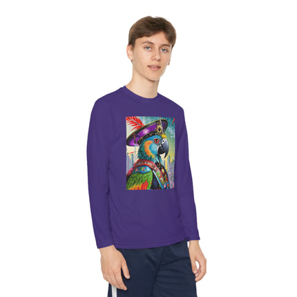 Tech Plumes Youth Long Sleeve Competitor Tee – Neon Wings & Cyberpunk Adventure