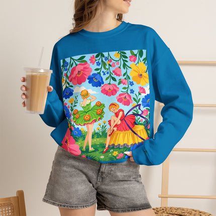 🌸🧚 The Fairies In The Flower Garden Crewneck Sweatshirt – Art Deco Floral Whimsy