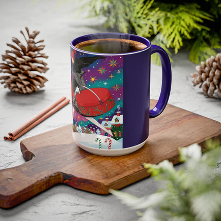 🎁✨ The Lady Of The Christmas Hatbox Colorful Mug – Art Deco Holiday Fantasy