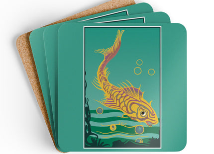 Golden Serenity Corkwood Coaster Set