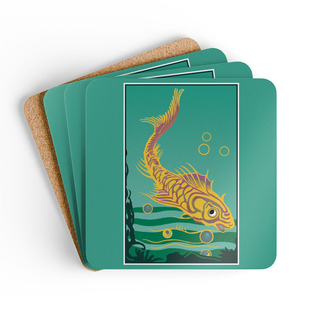 Golden Serenity Corkwood Coaster Set