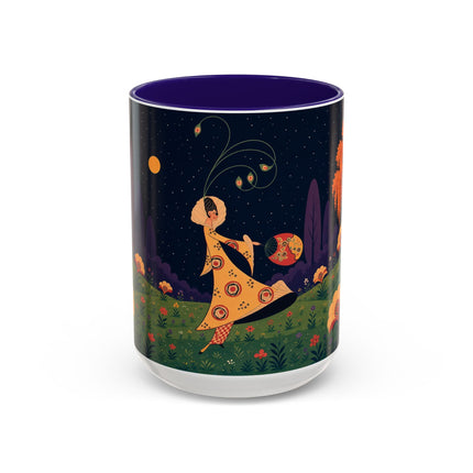 🌙🌼 The Moonlit Floral Dancer Colorful Mug – Art Deco Garden Fantasy