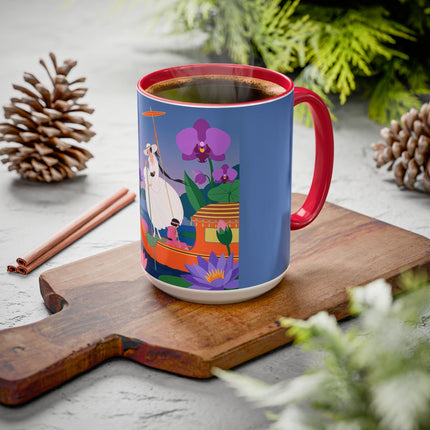 The Lady Of The Lotus Voyage Colorful Mugs – Art Deco Botanical Elegance
