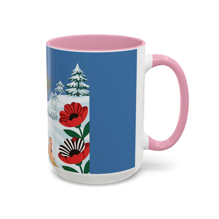 🎿🎄 The Christmas Holly Skier Colorful Mug – Whimsical Holiday Fantasy