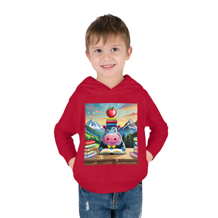 Hippos Hit the Books Toddler Pullover Fleece Hoodie