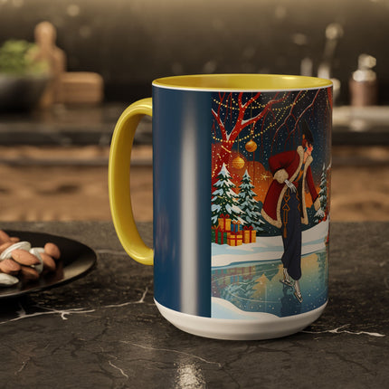 ⛸️🎄 The Christmas Skating Pavilion Colorful Mug – Art Deco Holiday Fantasy