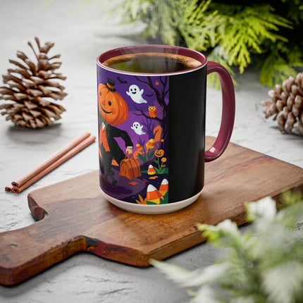 🎃🏮 The Pumpkin Gentleman's Moonlit Stroll Colorful Mug – Whimsical Halloween Charm