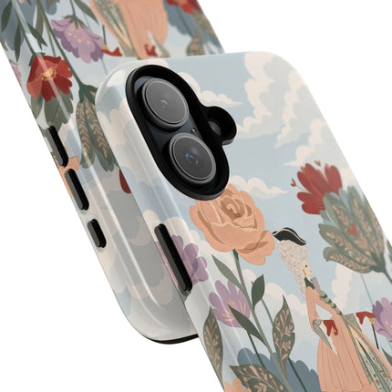 🌹🐈 The Lady And Puss In Boots Phone Case – Art Deco Floral Whimsy