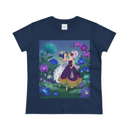 💜🌸 The Ladies Of The Enchanted Garden Cotton Tee – Art Deco Fashion Illustration