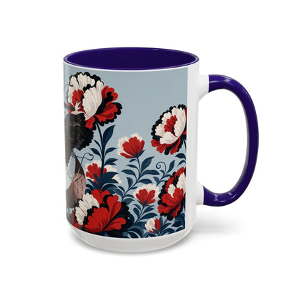 ❤️🌺 The Scarlet Blossom Dancer Colorful Mug – Art Deco Fashion Whimsy