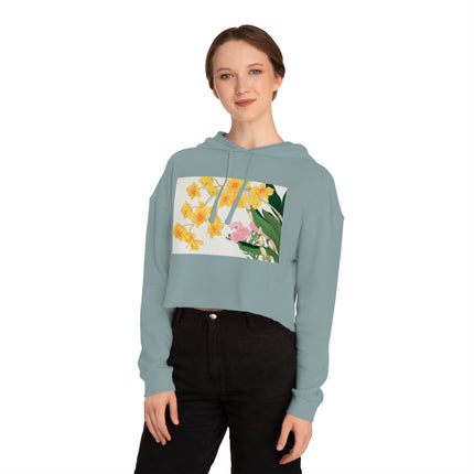 Golden Bow Orchid by Tanigami Kônan Women’s Cropped Hooded Sweatshirt