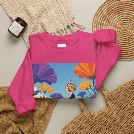 🌺🧡 The Lady Of The Golden Garden Crewneck Sweatshirt – Art Deco Fashion Fantasy