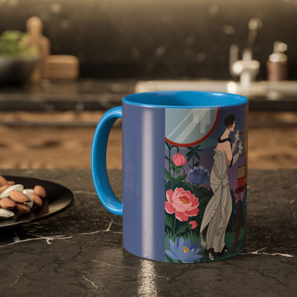 Whispers to the Golden Songbird Colorful Mugs – Art Deco Garden Elegance