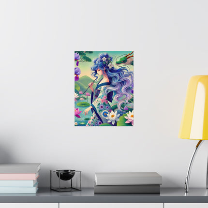 🐉🪷 Fairy of the Koi Pond Matte Vertical Poster – Tranquil Magic & Dragon Grace
