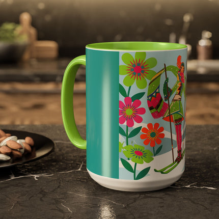 🎿🌸 The Winter Flower Adventurer Colorful Mug – Colorful Ski Fantasy