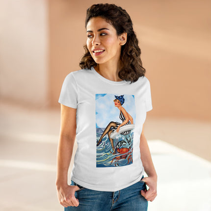 Playful Waves and Fashion Follies Women's Midweight Cotton Tee