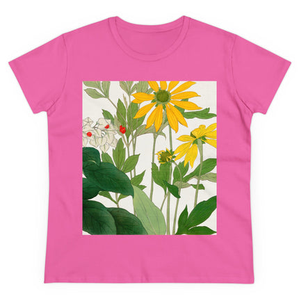 Clerodendrum & Rudbeckia Flower by Tanigami Kônan Women's Midweight Cotton Tee