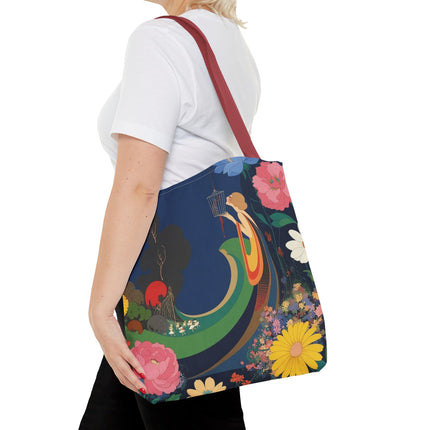 🌙🐦 The Lady Of The Moonlit Birdcage Tote Bag – Art Deco Floral Fantasy