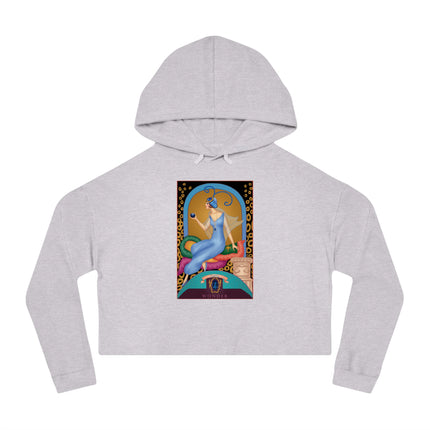 September & Sapphire (from the Gem Series) by Sofia Chiostri Women’s Cropped Hooded Sweatshirt