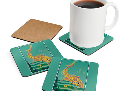 Golden Serenity Corkwood Coaster Set
