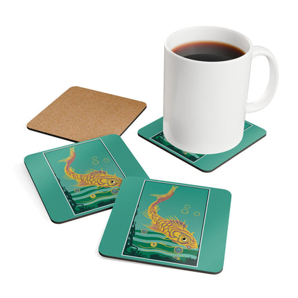 Golden Serenity Corkwood Coaster Set