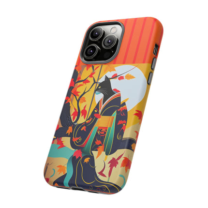Black Cat in Kimono Phone Cases