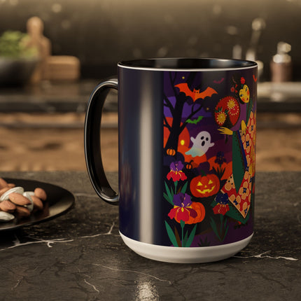 🌙🎃 The Moonlit Garden Masquerade Colorful Mug – Floral Halloween Charm