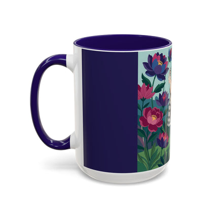 The Lady Of The Lotus Garden Colorful Mugs – Art Deco Botanical Elegance