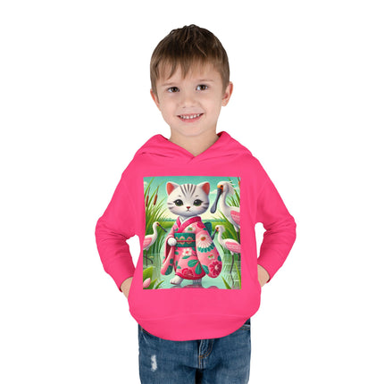Geisha Kitten Strolls Among the Spoonbills Toddler Pullover Fleece Hoodie