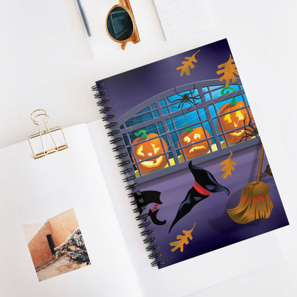 Whimsical Halloween Mischief Spiral Notebook - Ruled Line