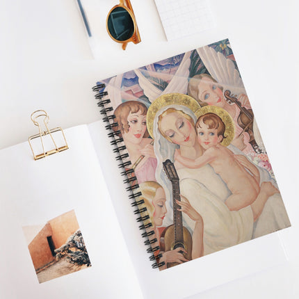 Madonna with Child Surrounded by Musical Angels by Gerda Wegener Spiral Notebook - Ruled Line