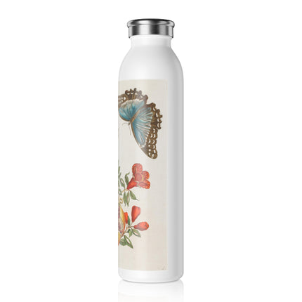 Blue Butterflies and Pomegranate by Maria Sibylla Merian Slim Water Bottle