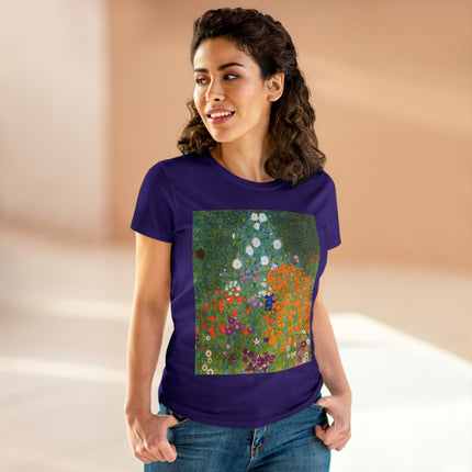 Cottage Garden by Gustav Klimt Women's Midweight Cotton Tee